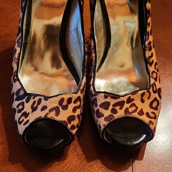 Guess by Marciano, Peep Toe Stiletto Heels, Size 6.5", Leopard Animal Print - Picture 6 of 10
